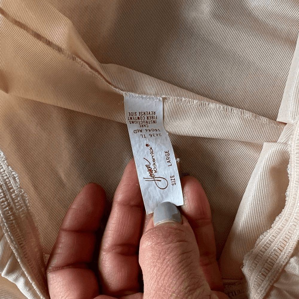 vtg 60s circle skirt half slip Hensen Kickernick beige nude undergarment retro L - Picture 6 of 6